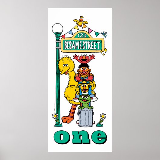 Sesame Street Characters First Birthday Poster (Devant)