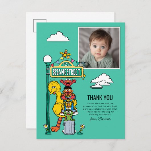 Sesame Street Characters & Street Sign Thank You P Briefkaart (Voorkant / Achterkant)