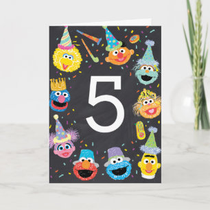Sesame Street Confetti Gefeliciteerd 5e Verjaardag Kaart