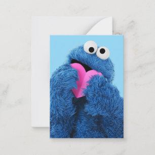 Sesame Street   Cookie Monster Roze Hart Notitiekaartje