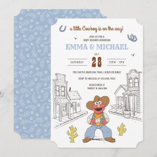 Sesame Street Cowboy Elmo Baby Shower Kaart