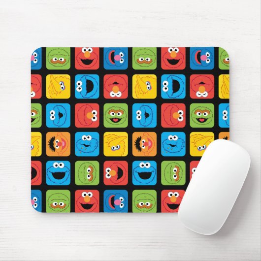 Sesame Street Cubed Faces Pattern Muismat (Met muis)