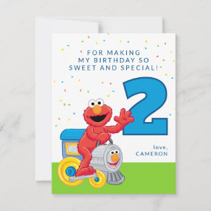 Sesame Street Elmo Chugga Chugga Twee Twee Verjaar Bedankkaart