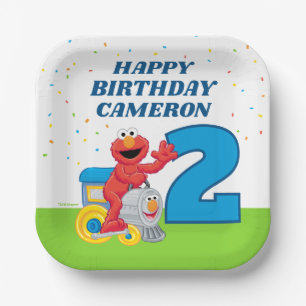 Sesame Street Elmo Chugga Chugga Twee Twee Verjaar Papieren Bordje