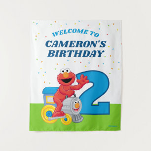 Sesame Street Elmo Chugga Chugga Twee Twee Verjaar Wandkleed