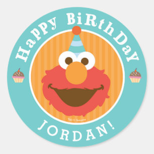 Sesame Street Elmo - Cupcake & Confetti Verjaard Ronde Sticker
