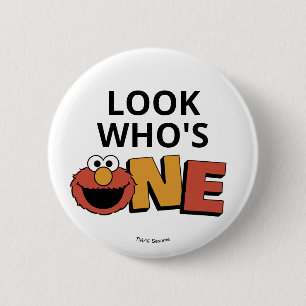 Sesame Street Elmo - Eerste Verjaardag Knoop Ronde Button 5,7 Cm