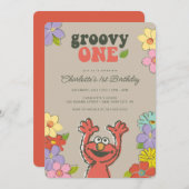 Sesame Street Elmo | Groovy One Floral Birthday Kaart (Voorkant / Achterkant)