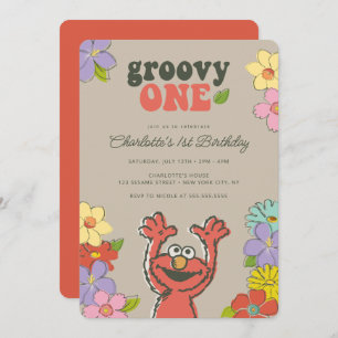 Sesame Street Elmo Groovy One Floral Birthday Kaart