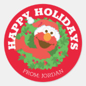 Sesame Street | Elmo Kerstmis Cadeautag Ronde Sticker (Voorkant)