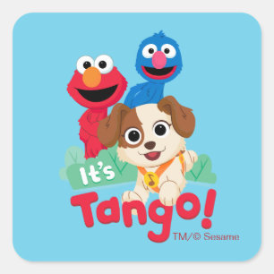 Sesame Street Het is Tango met Elmo en Grover Vierkante Sticker