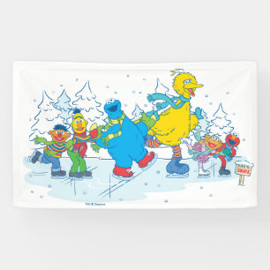 Sesame Street IJsschaatsende vrienden Spandoek