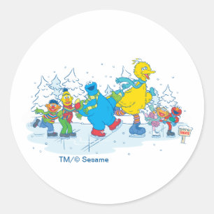 Sesame Street IJsschaatsende vrienden sticker