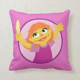 Sesame Street Julia houdt een veer vast Kussen