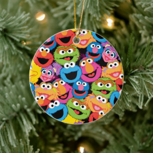 Sesame Street Karakter Gezichten Patroon Keramisch Ornament