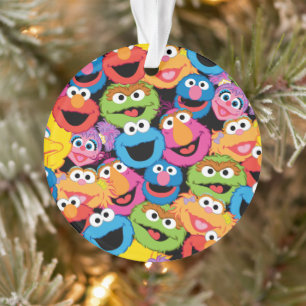 Sesame Street Karakter Gezichten Patroon Ornament