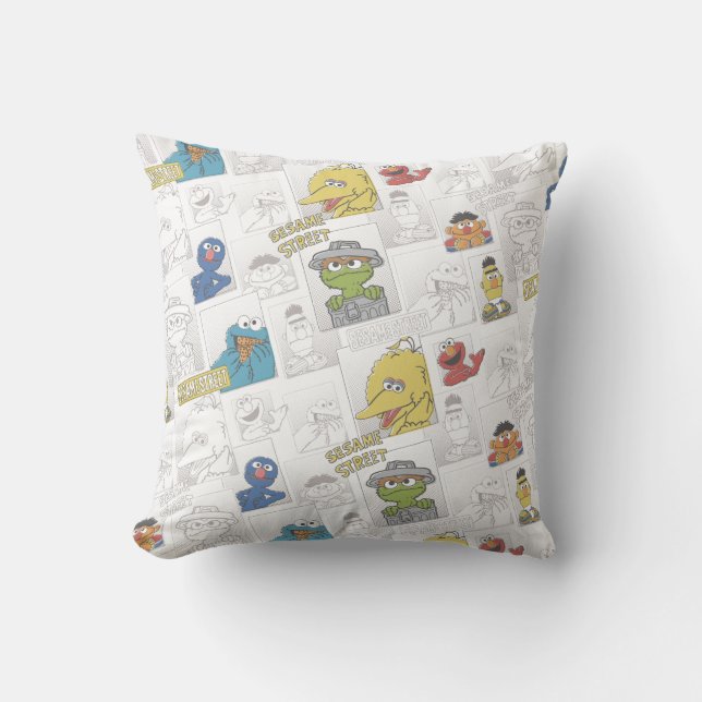 Sesame Street Klassiek Comic Pattern Kussen (Voorkant)