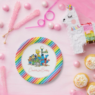 Sesame Street Kleurrijke Regenboog Verjaardag Papieren Bordje