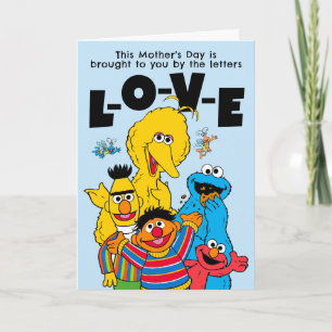 Sesame Street "L-O-V-E" Moederdag foto Feestdagen Kaart
