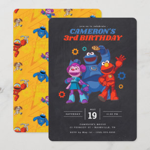 Sesame Street Mecha Builders Chalkboard Birthday Kaart