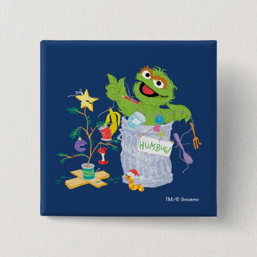 Sesame Street | Oscar - Kerstboom Vierkante Button 5,1 Cm (Voorkant)
