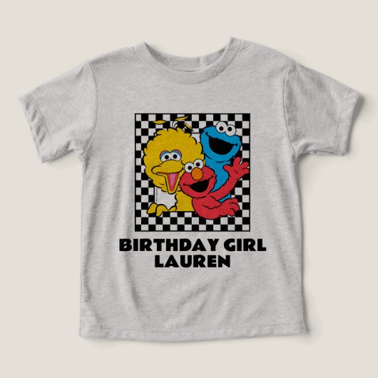 Sesame Street Pals À damiers Birthday Girl (Design Recto)