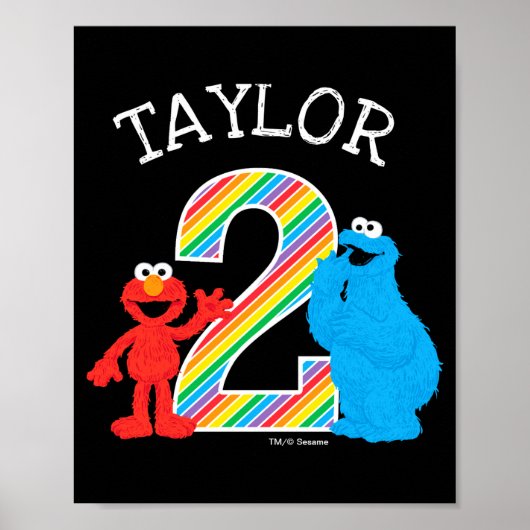 Sesame Street Pals Chalkboard Rainbow 2nd Birthday Poster (Voorkant)