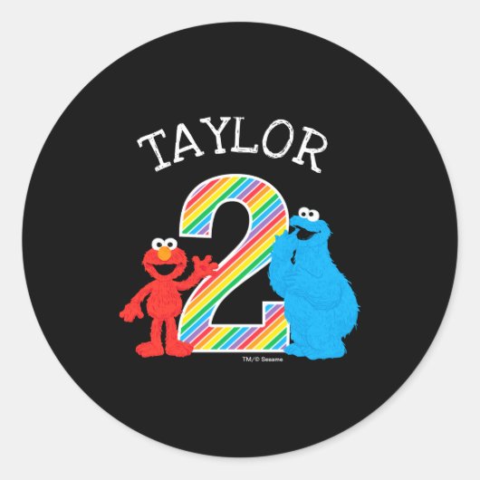 Sesame Street Pals Chalkboard Rainbow 2nd Birthday Ronde Sticker (Voorkant)