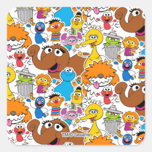 Sesame Street Pals Doodley Patroon Vierkante Sticker