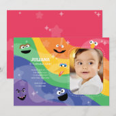 Sesame Street Pals Rainbow Photo Invitation (Devant / Derrière)
