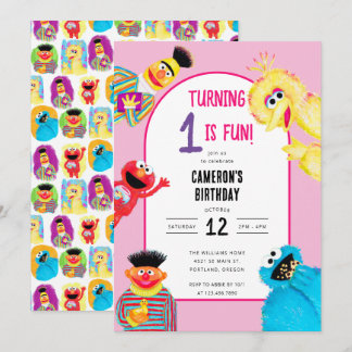 Sesame Street Personages Eerste Verjaardagsfeestje Kaart