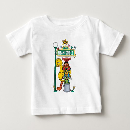 Sesame Street-personages & straatnaambord baby T-s (Voorkant)