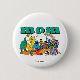 Sesame Street-personages & straatnaambord verjaard Ronde Button 5,7 Cm