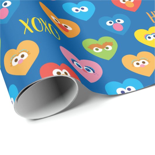 Sesame Street Valentijn Hearts Pattern Cadeaupapier (Rol Hoek)