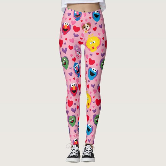 Sesame Street Valentijn Hearts Pattern Leggings (Voorkant)