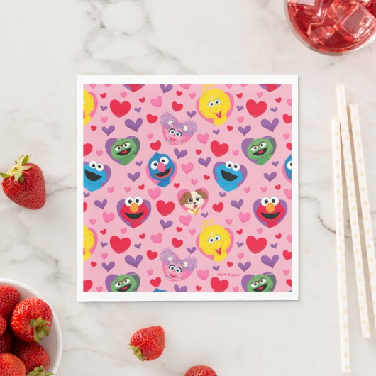 Sesame Street Valentijn Hearts Pattern Servet (Insitu)