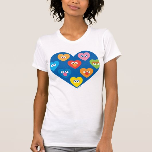 Sesame Street Valentijn Hearts Pattern T-shirt (Voorkant)