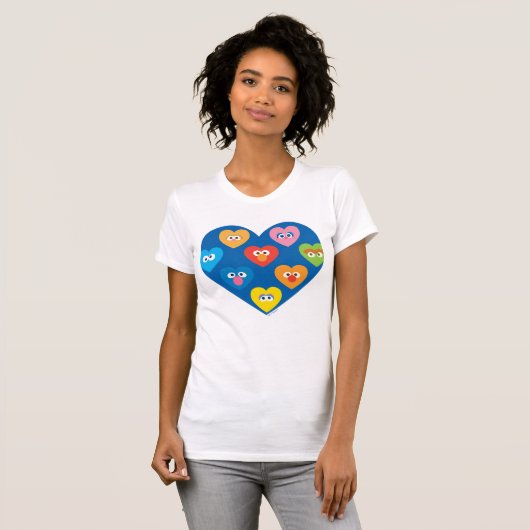 Sesame Street Valentijn Hearts Pattern T-shirt (Voorkant volledig)