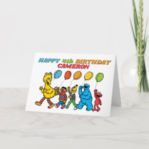 Sesame Street Vrienden Ballonnen Verjaardag Kaart