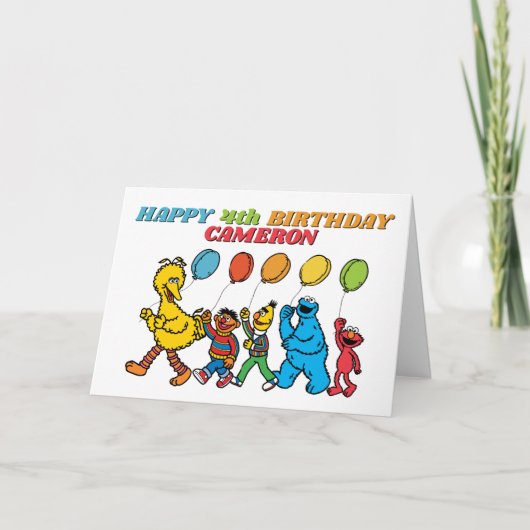 Sesame Street Vrienden Ballonnen Verjaardag Kaart (Voorkant)