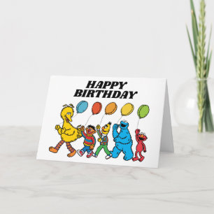 Sesame Street Vrienden Ballonnen Verjaardag Kaart