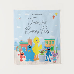 Sesame Street Vrienden Kinderverjaardag Wandkleed