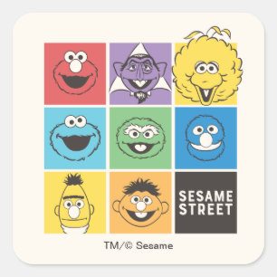 Sesame Street-vrienden Kleurblokken Vierkante Sticker