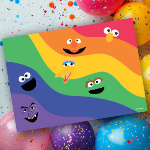 Sesame Street-vrienden Regenboog Verjaardagsuitnod Kaart