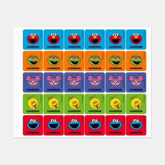 Sesamstraat Aangepaste Kinder labels (Vel)