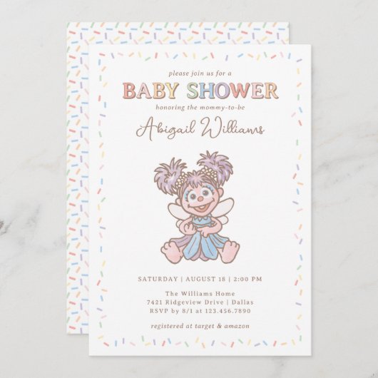 Sesamstraat Abby Cadabby Confetti Baby shower Kaart (Voorkant / Achterkant)