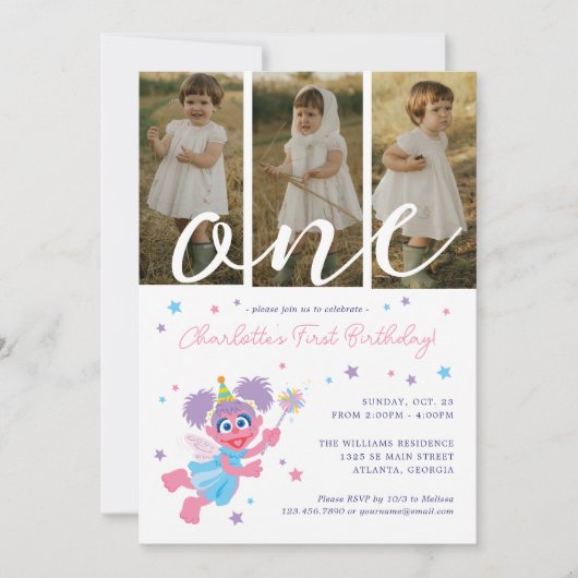 Sesamstraat Abby Cadabby Fotocollage Verjaardag Kaart (Voorkant)