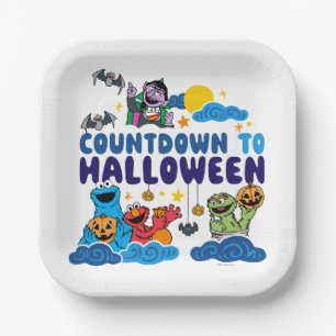 Sesamstraat   Aftellen naar Halloween Papieren Bordje