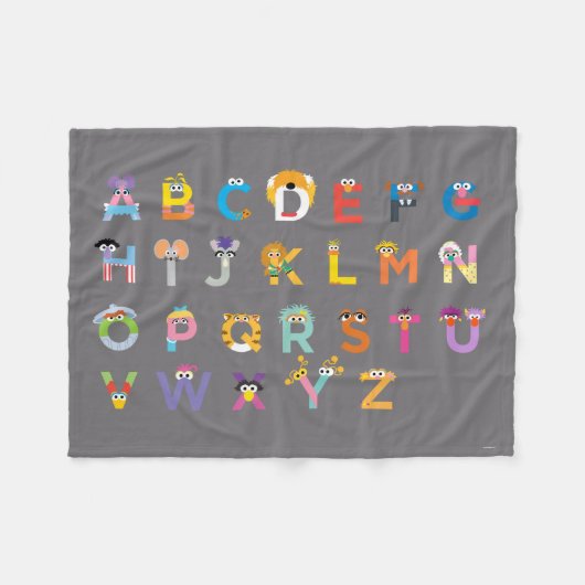 Sesamstraat Alphabet Fleece Deken (Voorkant (Horizontaal))