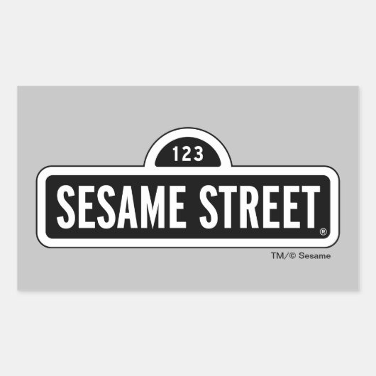 Sesamstraat | B&W Logo Rechthoekige Sticker (Voorkant)